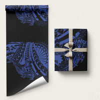Blue Marquesas Islands Wrapping Paper Marquesan Matatiki Hammerhead Shark Patutiki - Polynesian Pride