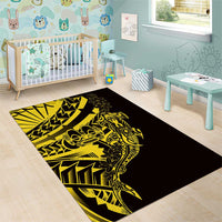 Yellow Marquesas Islands Area Rug Marquesan Matatiki Hammerhead Shark Patutiki - Polynesian Pride