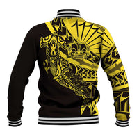 Yellow Marquesas Islands Baseball Jacket Marquesan Matatiki Hammerhead Shark Patutiki - Polynesian Pride