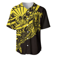 Yellow Marquesas Islands Baseball Jersey Marquesan Matatiki Hammerhead Shark Patutiki - Polynesian Pride