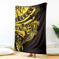 Yellow Marquesas Islands Blanket Marquesan Matatiki Hammerhead Shark Patutiki - Polynesian Pride