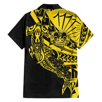 Yellow Marquesas Islands Family Matching Tank Maxi Dress and Hawaiian Shirt Marquesan Matatiki Hammerhead Shark Patutiki - Polynesian Pride