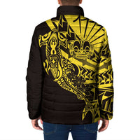 Yellow Marquesas Islands Padded Jacket Marquesan Matatiki Hammerhead Shark Patutiki - Polynesian Pride