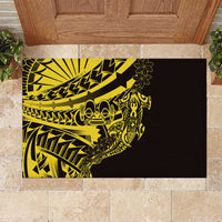 Yellow Marquesas Islands Rubber Doormat Marquesan Matatiki Hammerhead Shark Patutiki - Polynesian Pride