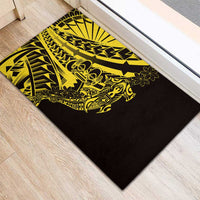 Yellow Marquesas Islands Rubber Doormat Marquesan Matatiki Hammerhead Shark Patutiki - Polynesian Pride