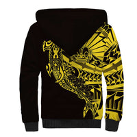 Yellow Marquesas Islands Sherpa Hoodie Marquesan Matatiki Hammerhead Shark Patutiki - Polynesian Pride