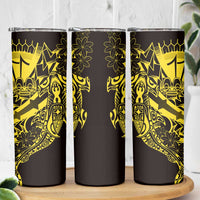Yellow Marquesas Islands Skinny Tumbler Marquesan Matatiki Hammerhead Shark Patutiki - Polynesian Pride
