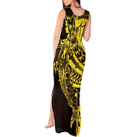 Yellow Marquesas Islands Tank Maxi Dress Marquesan Matatiki Hammerhead Shark Patutiki - Polynesian Pride