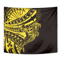 Yellow Marquesas Islands Tapestry Marquesan Matatiki Hammerhead Shark Patutiki - Polynesian Pride