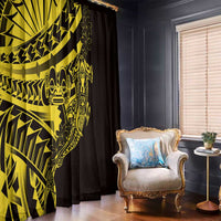 Yellow Marquesas Islands Window Curtain Marquesan Matatiki Hammerhead Shark Patutiki - Polynesian Pride