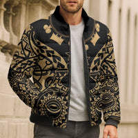 Austral Islands Bomber Puffer Jacket Tuhaa Pae Penu Stars Necklace Gold - Polynesian Pride