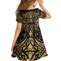 Austral Islands Family Matching Off The Shoulder Long Sleeve Dress and Hawaiian Shirt Tuhaa Pae Penu Stars Necklace Gold - Polynesian Pride