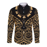 Austral Islands Long Sleeve Button Shirt Tuhaa Pae Penu Stars Necklace Gold - Polynesian Pride