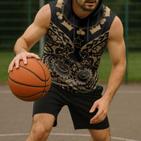 Austral Islands Sleeveless Hoodie Tuhaa Pae Penu Stars Necklace Gold - Polynesian Pride