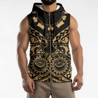 Austral Islands Sleeveless Zip Hoodie Tuhaa Pae Penu Stars Necklace Gold - Polynesian Pride