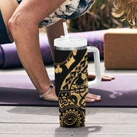 Austral Islands Tumbler With Handle Tuhaa Pae Penu Stars Necklace Gold - Polynesian Pride