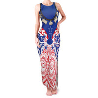 Austral Islands Family Matching Tank Maxi Dress and Hawaiian Shirt Tuhaa Pae Penu Stars Necklace Red - Polynesian Pride