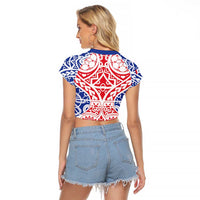 Austral Islands Raglan Cropped T Shirt Tuhaa Pae Penu Stars Necklace Red - Polynesian Pride