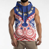 Austral Islands Sleeveless Hoodie Tuhaa Pae Penu Stars Necklace Red - Polynesian Pride