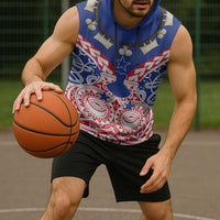 Austral Islands Sleeveless Hoodie Tuhaa Pae Penu Stars Necklace Red - Polynesian Pride