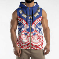 Austral Islands Sleeveless Zip Hoodie Tuhaa Pae Penu Stars Necklace Red - Polynesian Pride