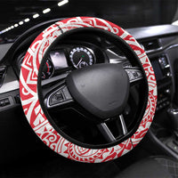 Austral Islands Steering Wheel Cover Tuhaa Pae Penu Stars Necklace Red LT14 Universal Fit Red - Polynesian Pride