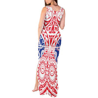 Austral Islands Tank Maxi Dress Tuhaa Pae Penu Stars Necklace Red - Polynesian Pride