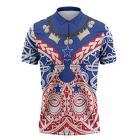 Austral Islands Zipper Polo Shirt Tuhaa Pae Penu Stars Necklace Red - Polynesian Pride