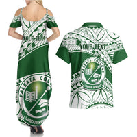 Personalised Samoa Faleata College Couples Matching Summer Maxi Dress and Hawaiian Shirt Samoan Pattern LT14 - Polynesian Pride