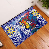 Philippines Rubber Doormat Filipino Sarimanok With Polynesian Tattoo LT14 Blue - Polynesian Pride