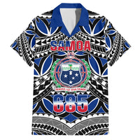 Samoa 685 Family Matching Long Sleeve Bodycon Dress and Hawaiian Shirt Samoan Coat Of Arms Simple Style LT14 Dad's Shirt - Short Sleeve Blue - Polynesian Pride