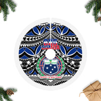 Samoa 685 Tree Skirt Samoan Coat Of Arms Simple Style LT14 Fringed Tree Skirts Blue - Polynesian Pride