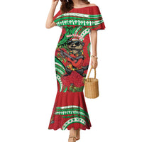 Mele Kalikimaka Hawaii Family Matching Mermaid Dress and Hawaiian Shirt Mongoose Santa With Ohia Lehua