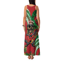 Mele Kalikimaka Hawaii Family Matching Tank Maxi Dress and Hawaiian Shirt Mongoose Santa With Ohia Lehua