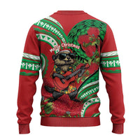 Mele Kalikimaka Hawaii Ugly Christmas Sweater Mongoose Santa With Ohia Lehua