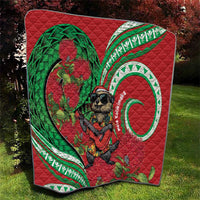 Mele Kalikimaka Hawaii Quilt Mongoose Santa With Ohia Lehua