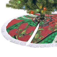 Mele Kalikimaka Hawaii Tree Skirt Mongoose Santa With Ohia Lehua