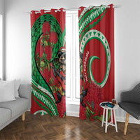 Mele Kalikimaka Hawaii Window Curtain Mongoose Santa With Ohia Lehua