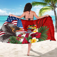 United States And Tonga Sarong USA Flag Eagle Mix Tongan Coat Of Arms Ngatu Pattern LT14 - Polynesian Pride