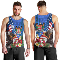United States And Fiji Men Tank Top USA Flag Eagle Mix Fijian Coat Of Arms Tapa Pattern LT14 - Polynesian Pride