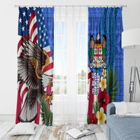 United States And Fiji Window Curtain USA Flag Eagle Mix Fijian Coat Of Arms Tapa Pattern LT14 - Polynesian Pride