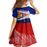 New Zealand Waitangi Day Family Matching Short Sleeve Bodycon Dress and Hawaiian Shirt NZ Maori Tui Bird With Kowhai Flowers LT14 - Polynesian Pride