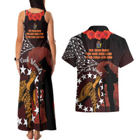 Cook Islands ANZAC Day Couples Matching Tank Maxi Dress and Hawaiian Shirt Poppies With Sea Turtle LT14 - Polynesian Pride