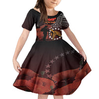 Cook Islands ANZAC Day Family Matching Off Shoulder Long Sleeve Dress and Hawaiian Shirt Poppies With Sea Turtle LT14 Daughter's Dress Red - Polynesian Pride