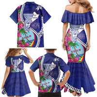 Biba Guam Liberation Day Family Matching Mermaid Dress and Hawaiian Shirt Tano y Chamoru Latte Stone Blue