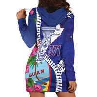 Biba Guam Liberation Day Hoodie Dress Tano y Chamoru Latte Stone Blue