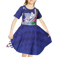 Biba Guam Liberation Day Kid Short Sleeve Dress Tano y Chamoru Latte Stone Blue