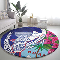 Biba Guam Liberation Day Round Carpet Tano y Chamoru Latte Stone Blue