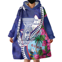 Biba Guam Liberation Day Wearable Blanket Hoodie Tano y Chamoru Latte Stone Blue