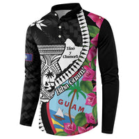 Biba Guam Liberation Day Button Sweatshirt Tano y Chamoru Latte Stone Black LT14 - Polynesian Pride